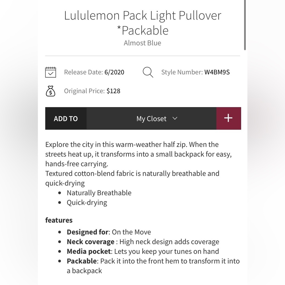 Lululemon Pack Light Pullover Half Zip Almost Blue - image 5